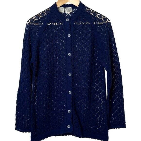 Vintage Zado Size Medium Crocheted Button Front Cardigan Sweater Korea - Picture 1 of 7